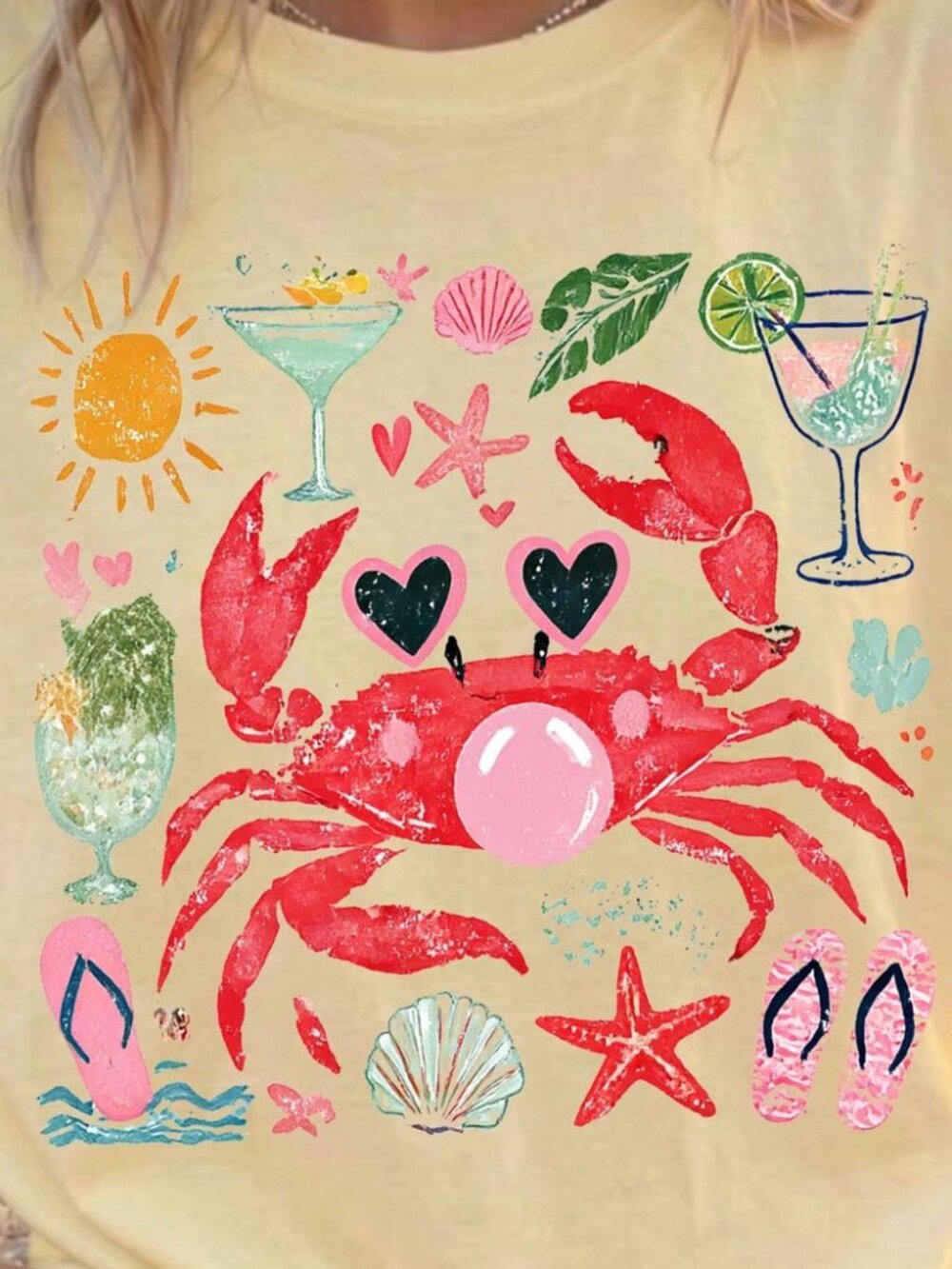 Funny Crab Graphic T-Shirt 🦀🌊 | Bubble-Blowing Crab Tee | Nautical Beach Vibes